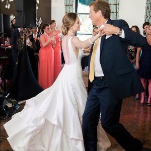 Mikaella Satin Wedding Dress from Kleinfeld’s Manhattan
